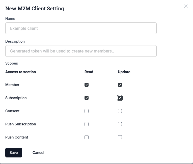 Create a M2M token