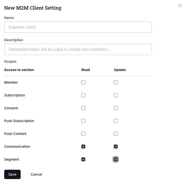 Create a M2M token