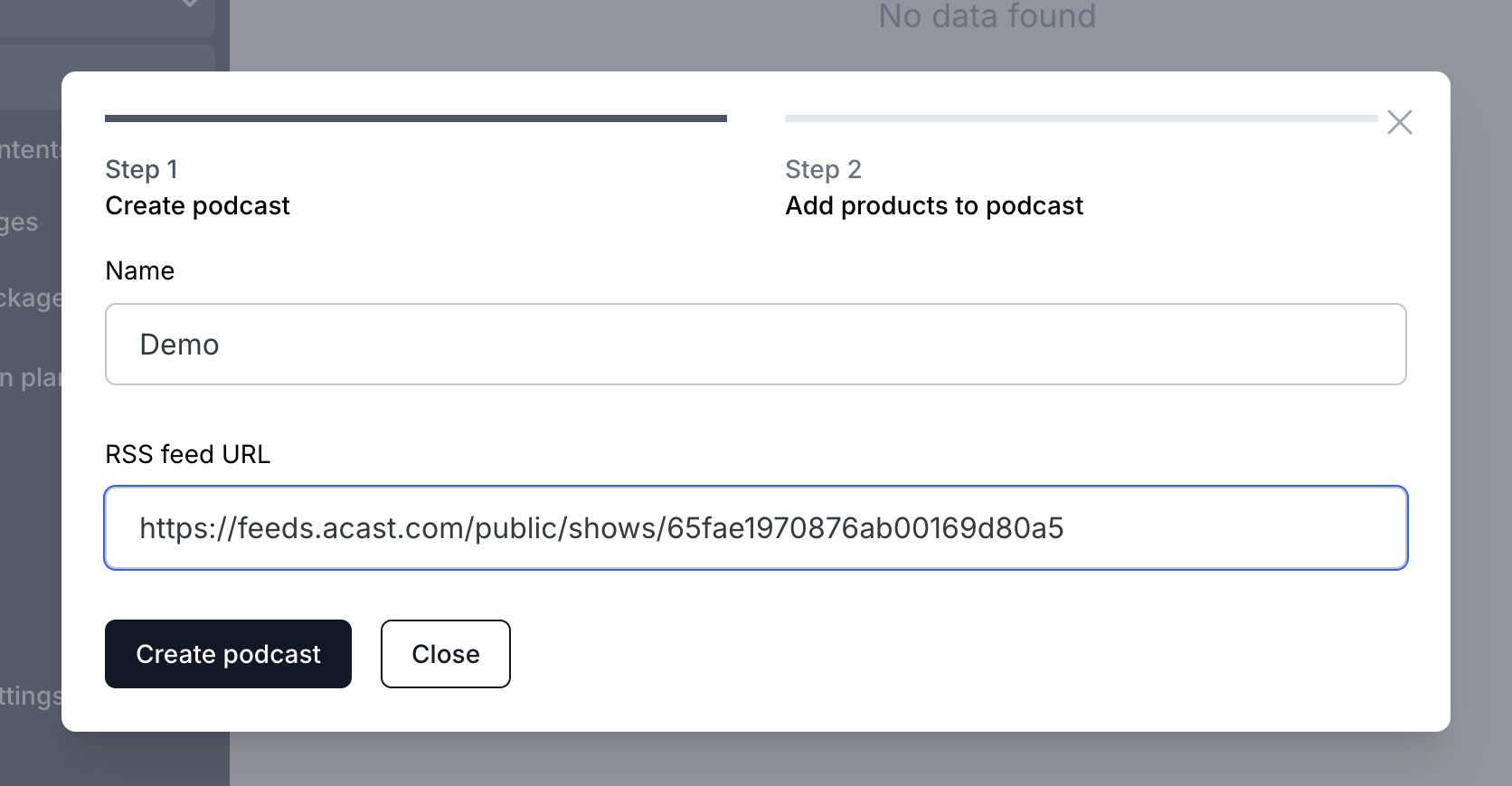 Create Podcast - info