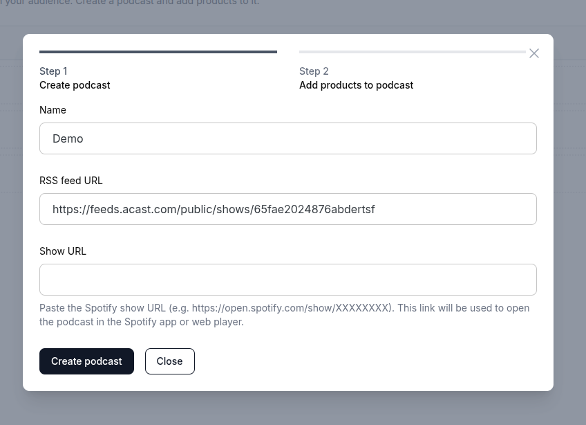 Create Podcast - info