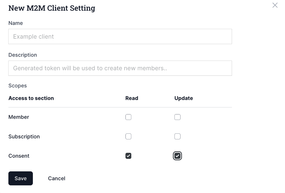 Create a M2M token
